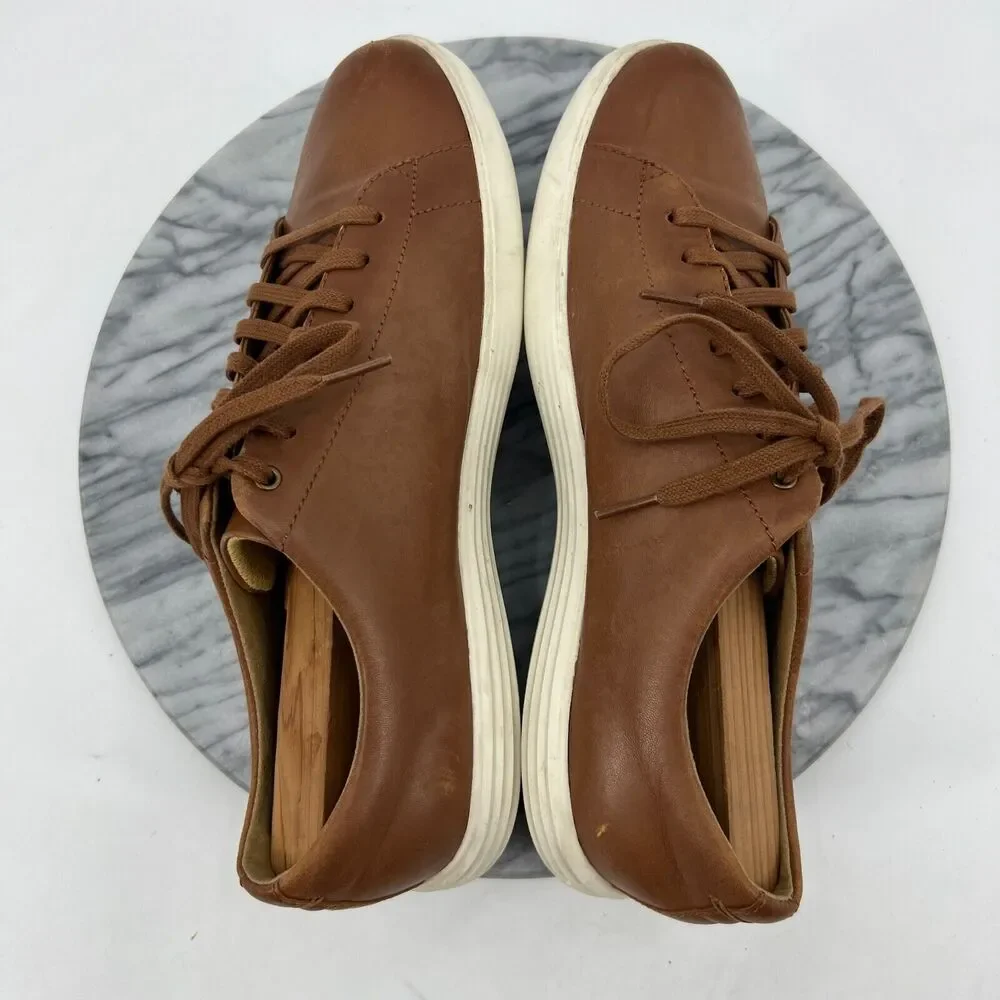 Cole‎ Haan Mens 9.5 Shoes Pecan Brown Leather Grand Crosscourt II Sneaker C26521